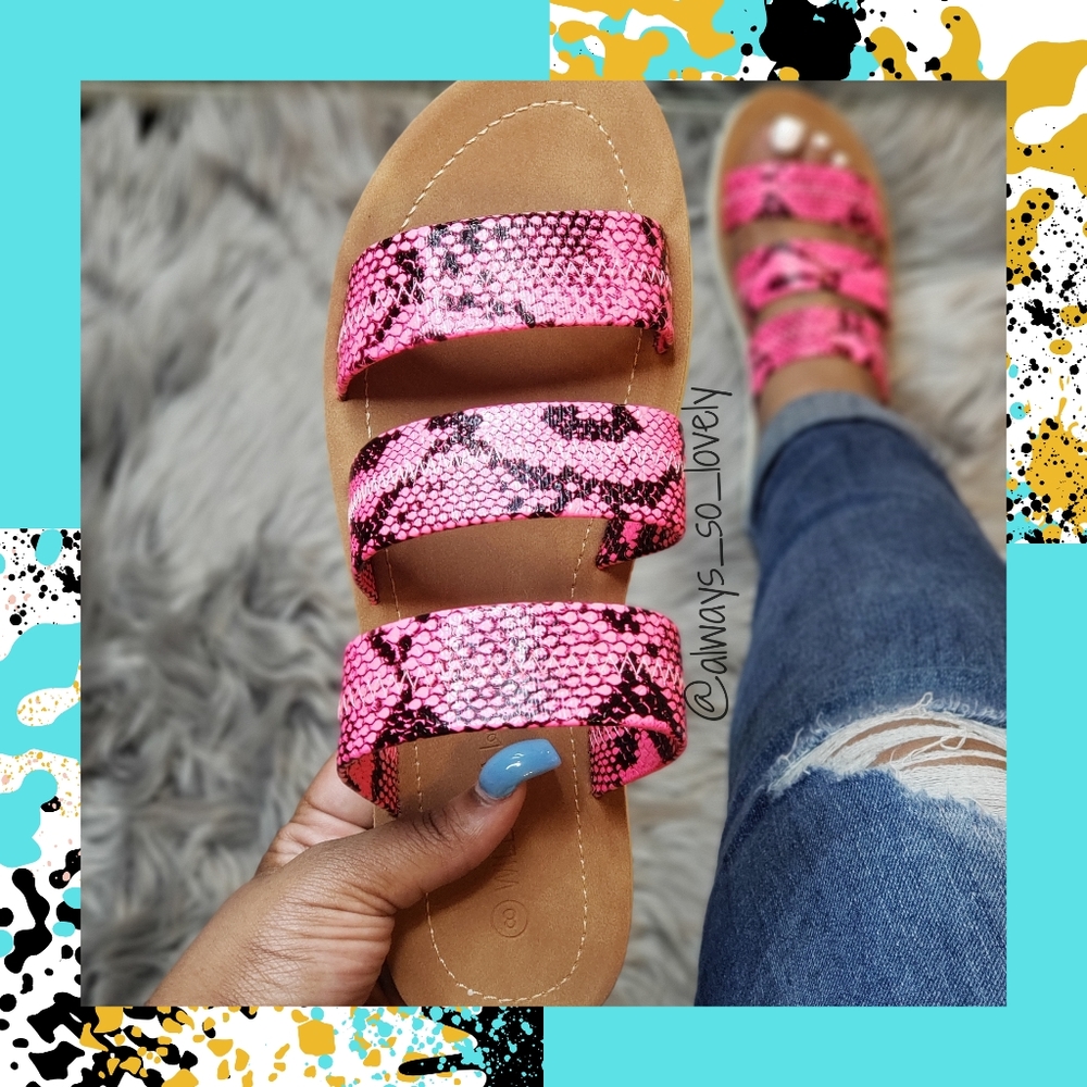3/$15* Neon pink triple strap slides